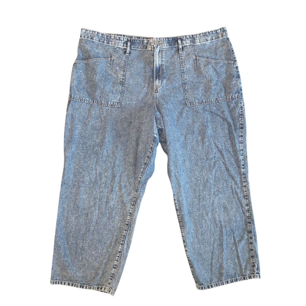 Torrid Baggy High-Rise Jeans 26R Plus Size Acid Wash Cotton Linen EUC